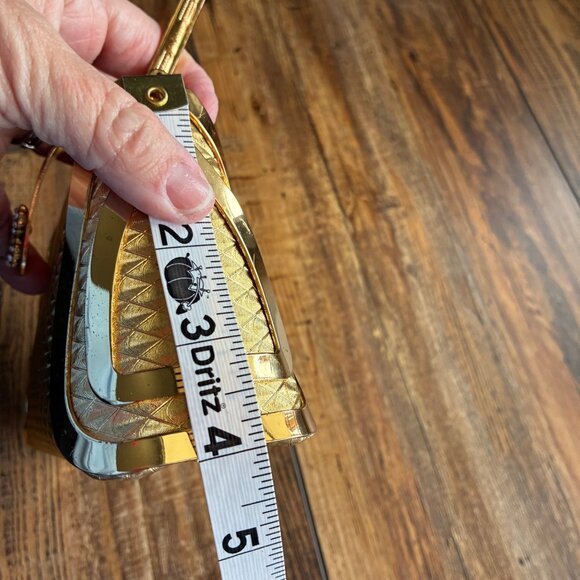 Vintage Sasha Gold Metal Box Clutch / Minaudière Top Handle Rhinestone Heart Y2K - Picture 8 of 10